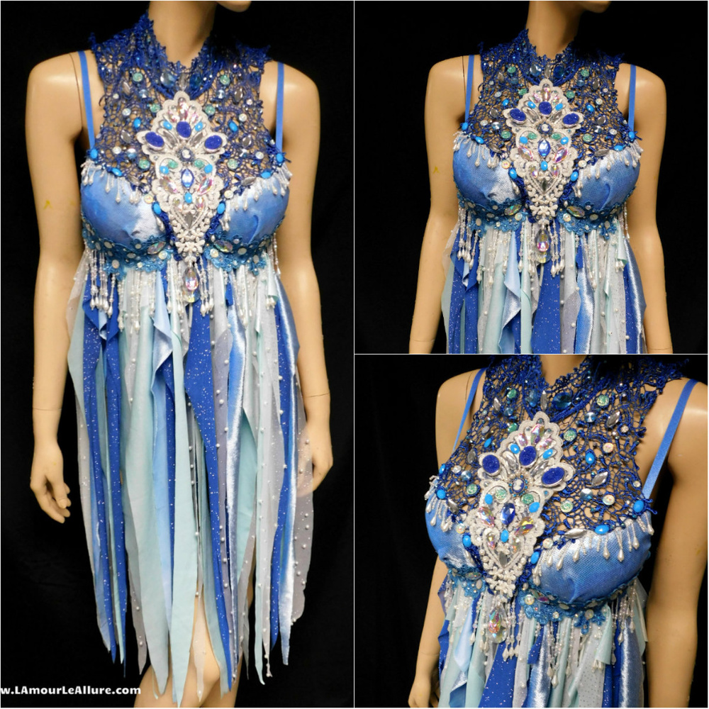 Blue and White Lace Bra BabyDoll Dress Fairy